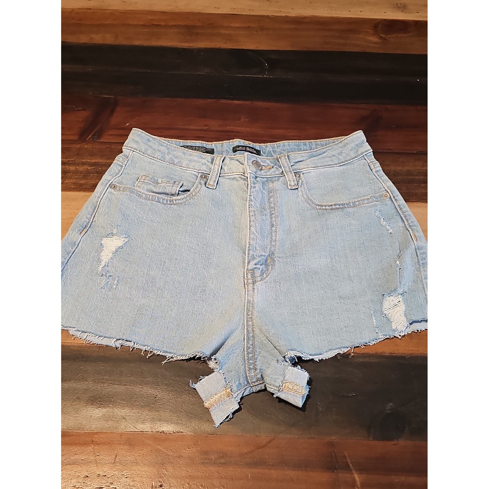 Wild Fable Womens Size 4 High Rise Denim Short Light Wash Distressed Raw Hem0007